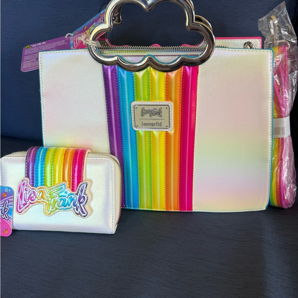 Loungefly Lisa Frank  Iridescent Rainbow purse and Wallet